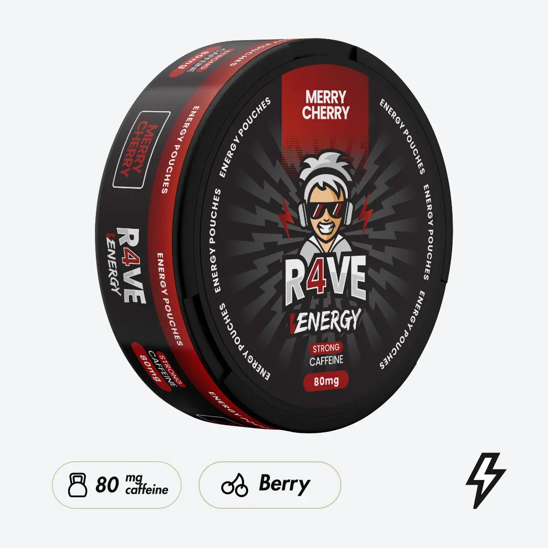 R4VE Merry Cherry 80mg Caffeine Pouches - Pouchdaddy
