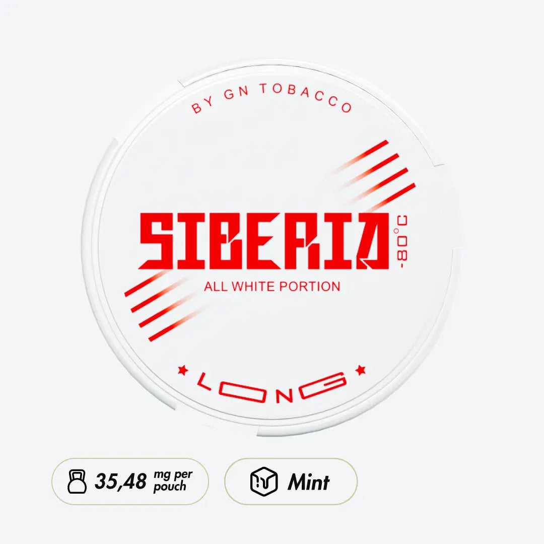Siberia -80 All White Long Snus, Extra Strong Slim Nicotine Pouch