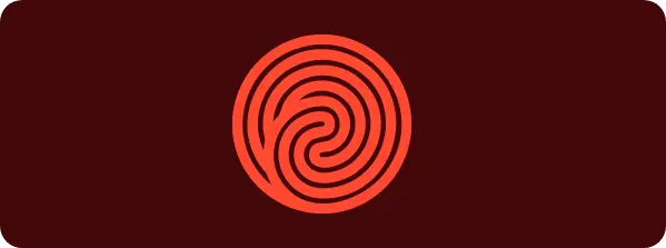 Red circular spiral design on a dark red background