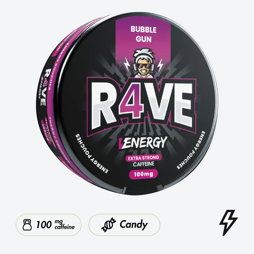 R4VE Bubble Gun 100mg Caffeine Pouches - Pouchdaddy