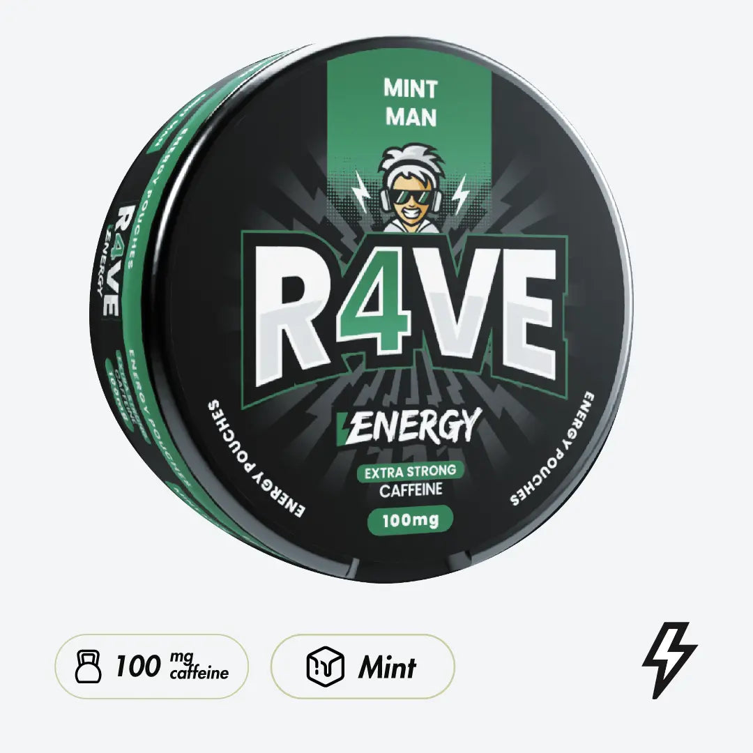 R4VE Mint Man 100mg Caffeine Pouches - Pouchdaddy